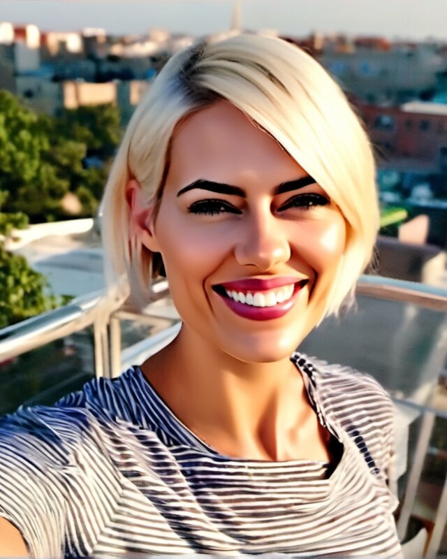 AI-generated portrait of Nova, a fictional character (bold & a little chaotic)